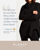 Pima Cotton Waffle Cowl Sweater - Black - PLANET by Lauren G - Flyclothing LLC