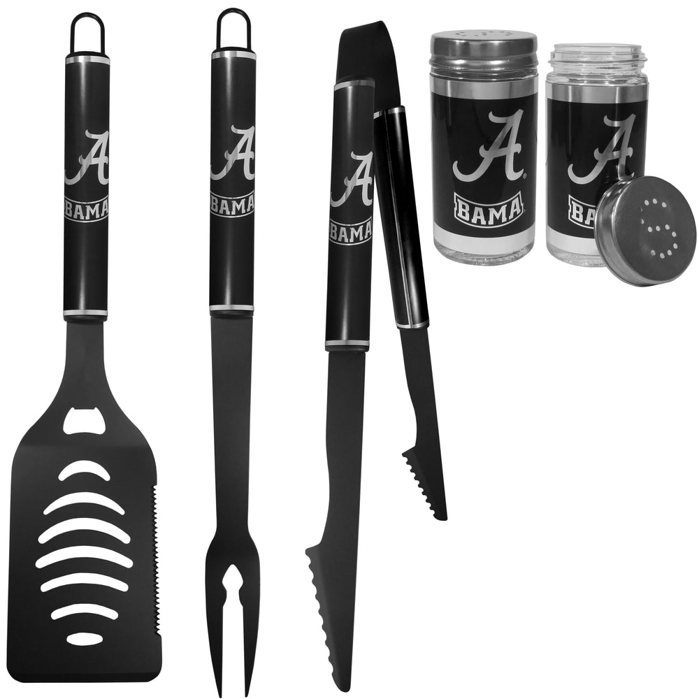 Alabama Crimson Tide 3pc Black BBQ Tools w/Shakers