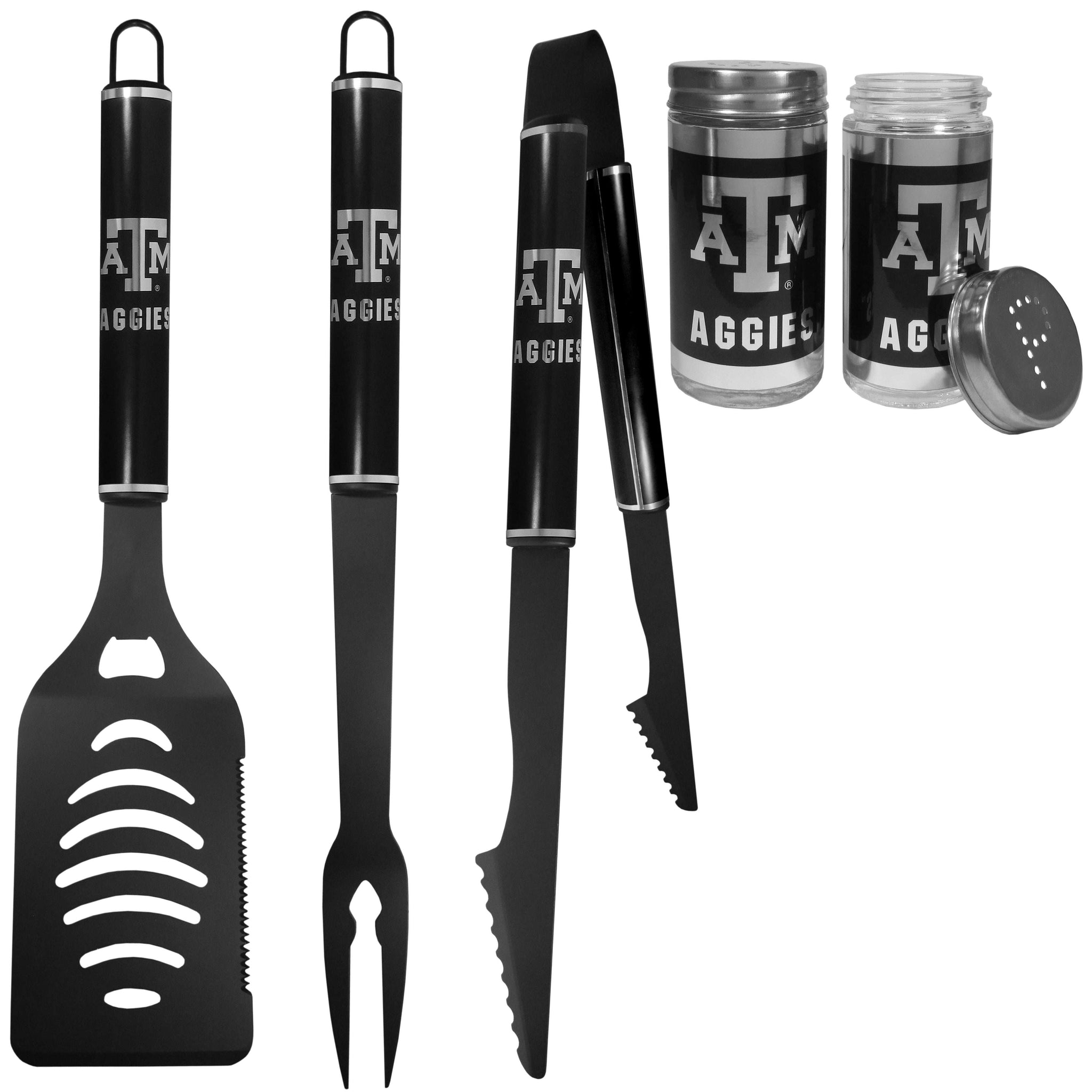 Texas A & M Aggies 3pc Black BBQ Tools w/Shakers - Texas A&M - Flyclothing LLC