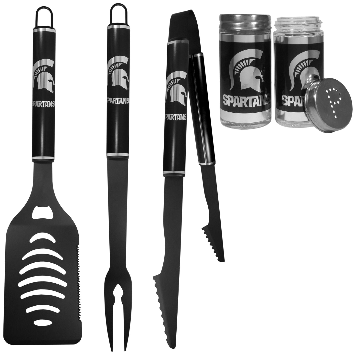 Michigan St. Spartans 3pc Black BBQ Tools w/Shakers - Michigan St. Spartans - Flyclothing LLC