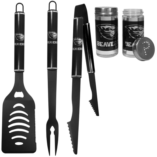 Oregon St. Beavers 3pc Black BBQ Tools w/Shakers - Oregon St. Beavers - Flyclothing LLC