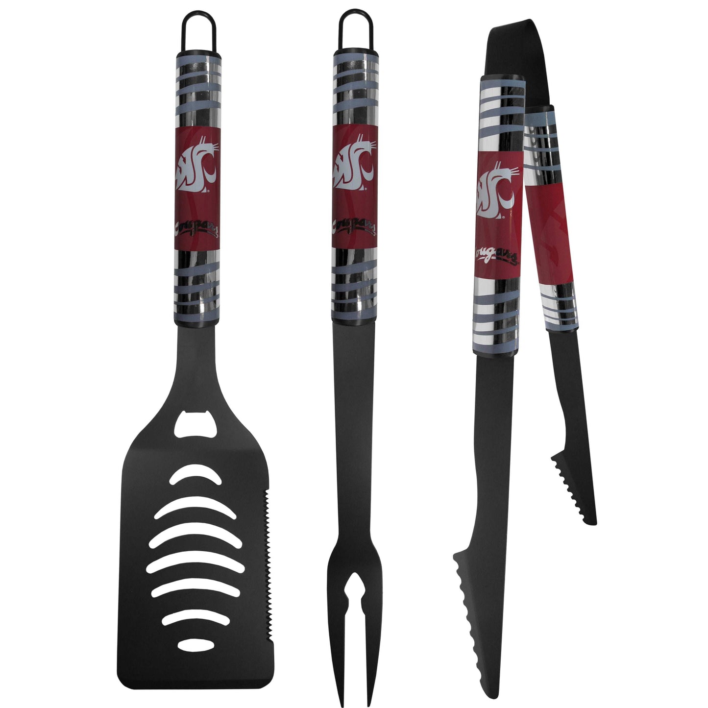 Washington St. Cougars 3 pc Black Tailgater BBQ Set - Washington St. Cougars - Flyclothing LLC