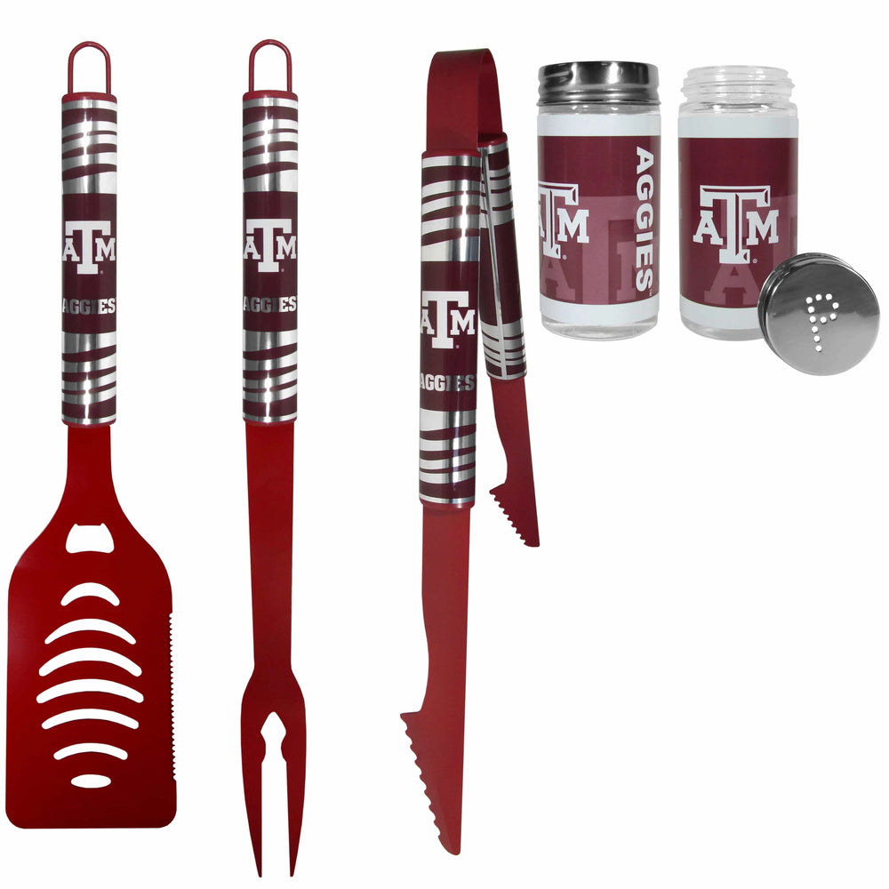 Texas A & M Aggies 3pc Color BBQ Tools w/Salt & Pepper Shakers - Texas A & M Aggies