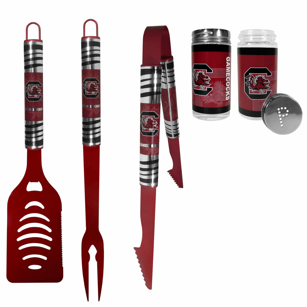 S. Carolina Gamecocks 3pc Color BBQ Tools w/Salt & Pepper Shakers - S. Carolina Gamecocks - Flyclothing LLC