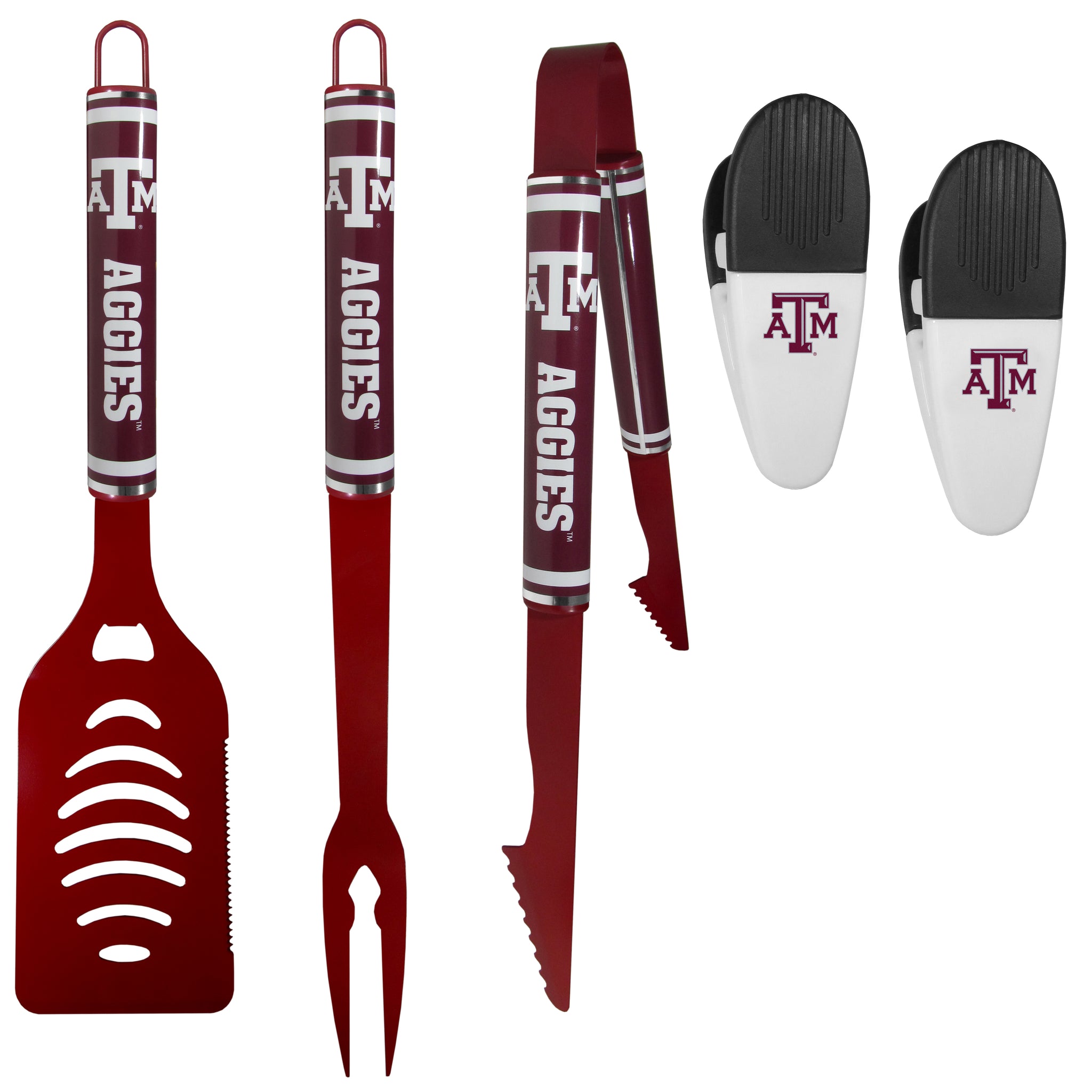 Texas A & M Aggies 3 pc Logo BBQ Tools w/Chip Clips