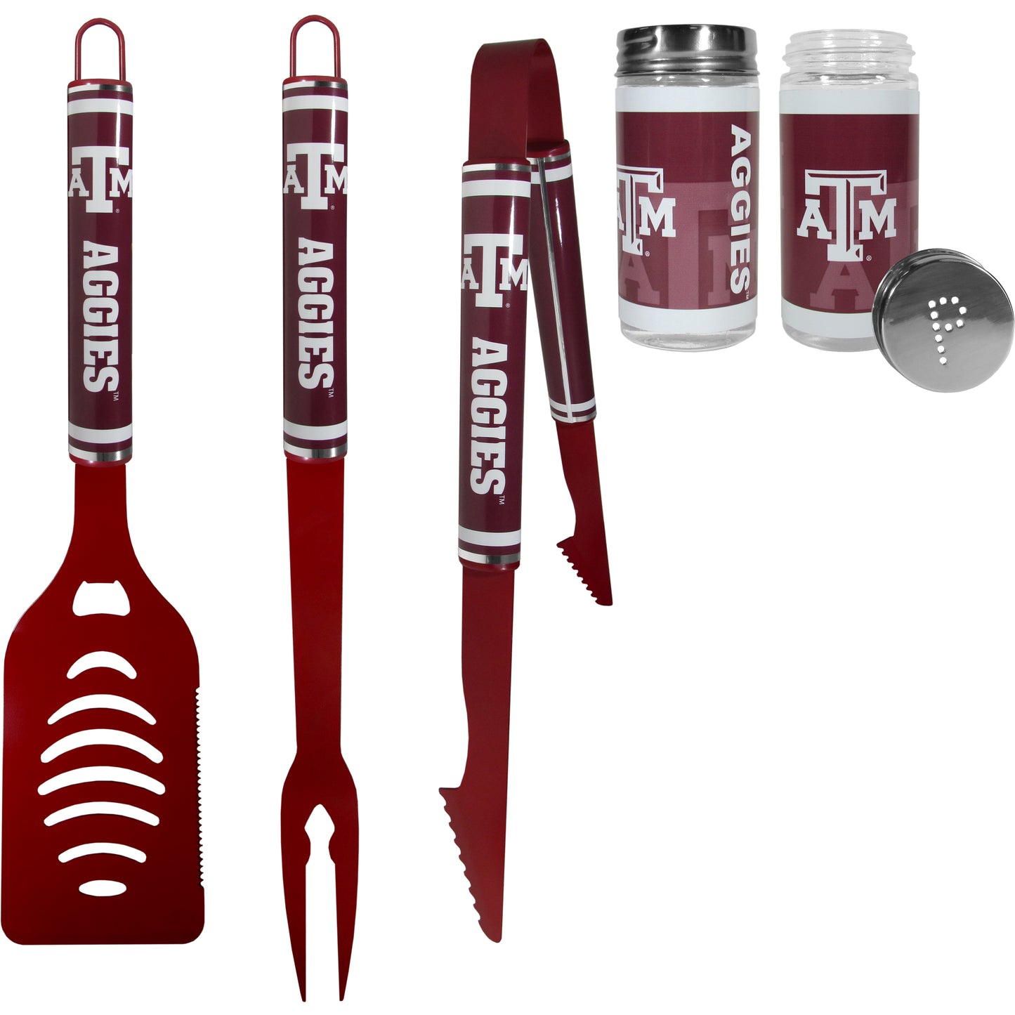 Texas A & M Aggies 3 pc Logo BBQ Tools w/Shakers