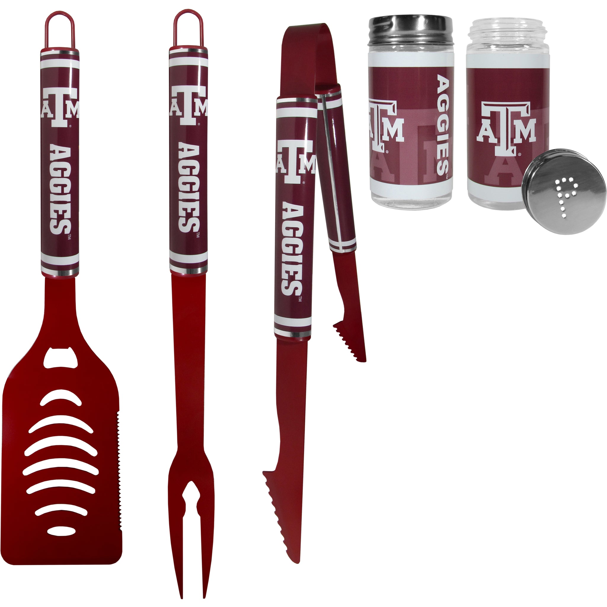 Texas A & M Aggies 3 pc Logo BBQ Tools w/Shakers