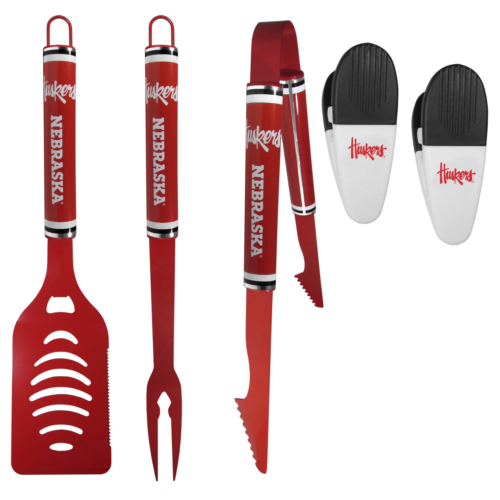 Nebraska Cornhuskers 3 pc Logo BBQ Tools w/Chip Clips
