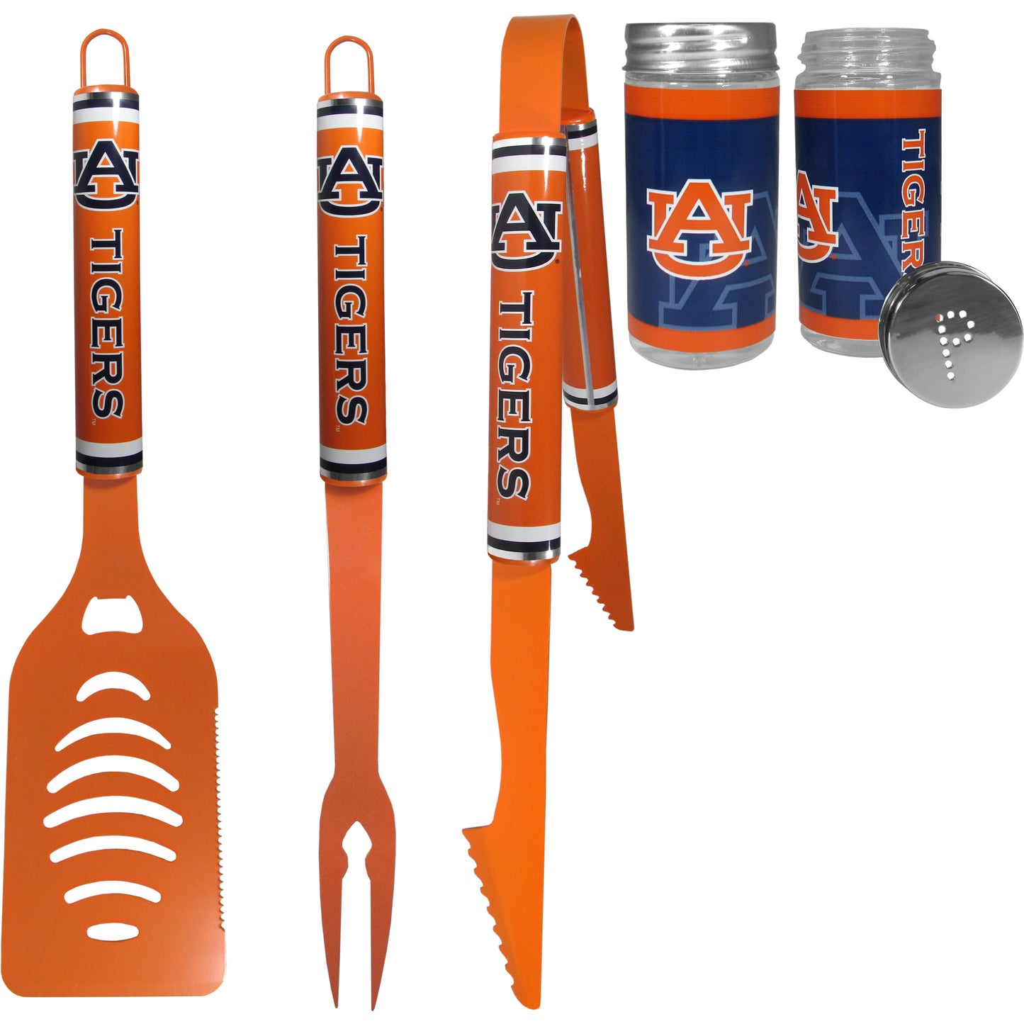 Auburn Tigers 3 pc Logo BBQ Tools w/Shakers