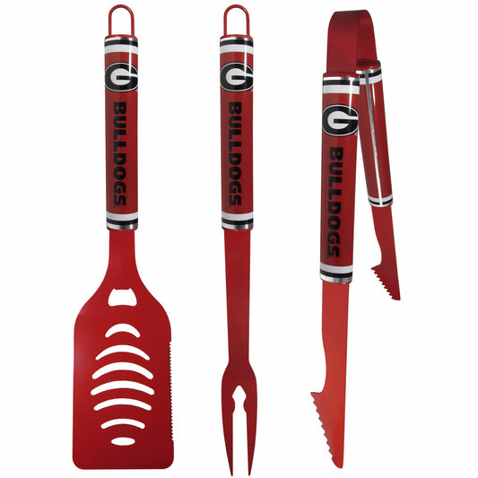 Georgia Bulldogs 3 pc Color BBQ Tools - Georgia Bulldogs