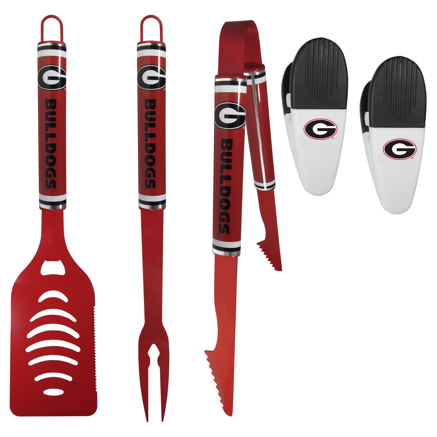 Georgia Bulldogs 3 pc Logo BBQ Tools w/Chip Clips