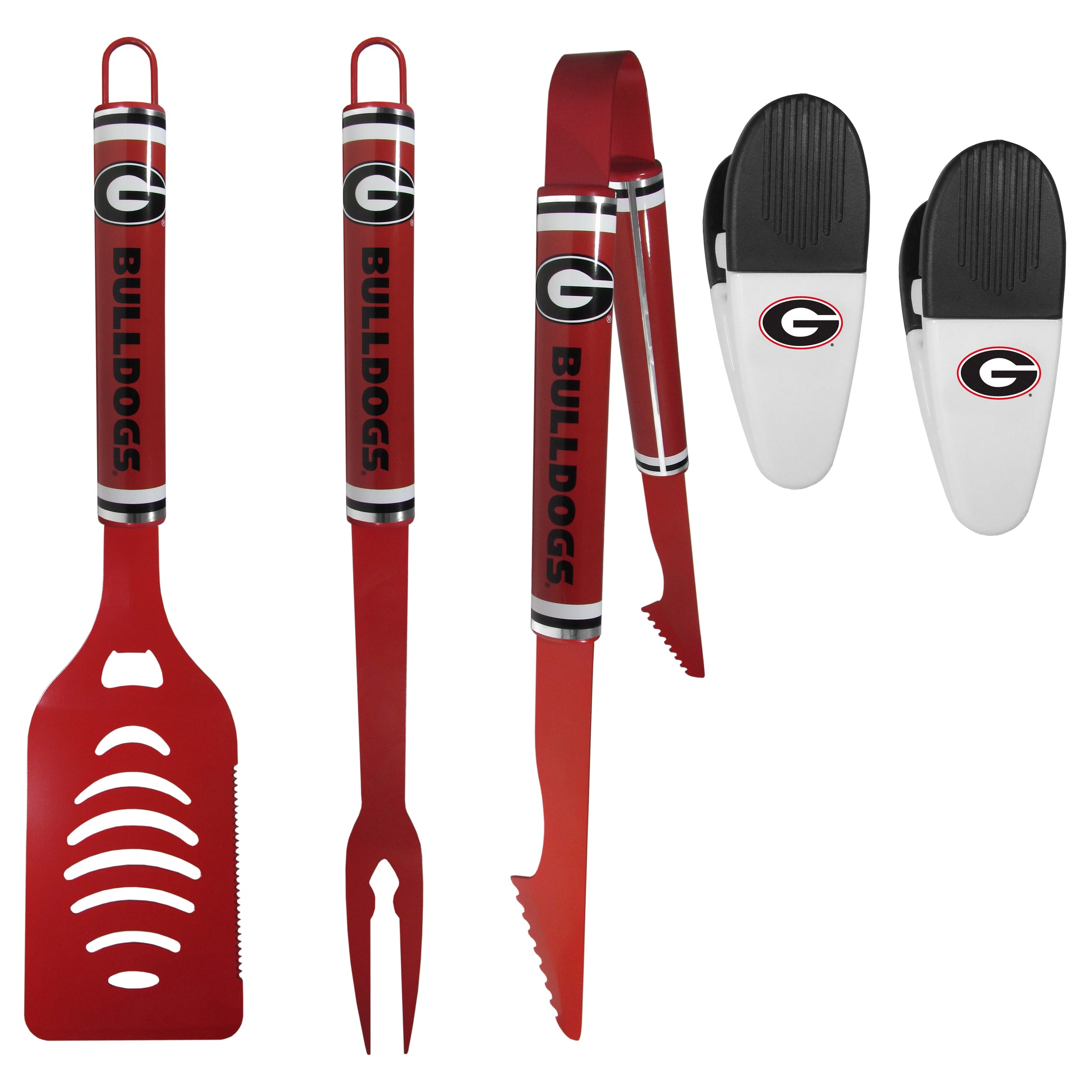 Georgia Bulldogs 3 pc Logo BBQ Tools w/Chip Clips