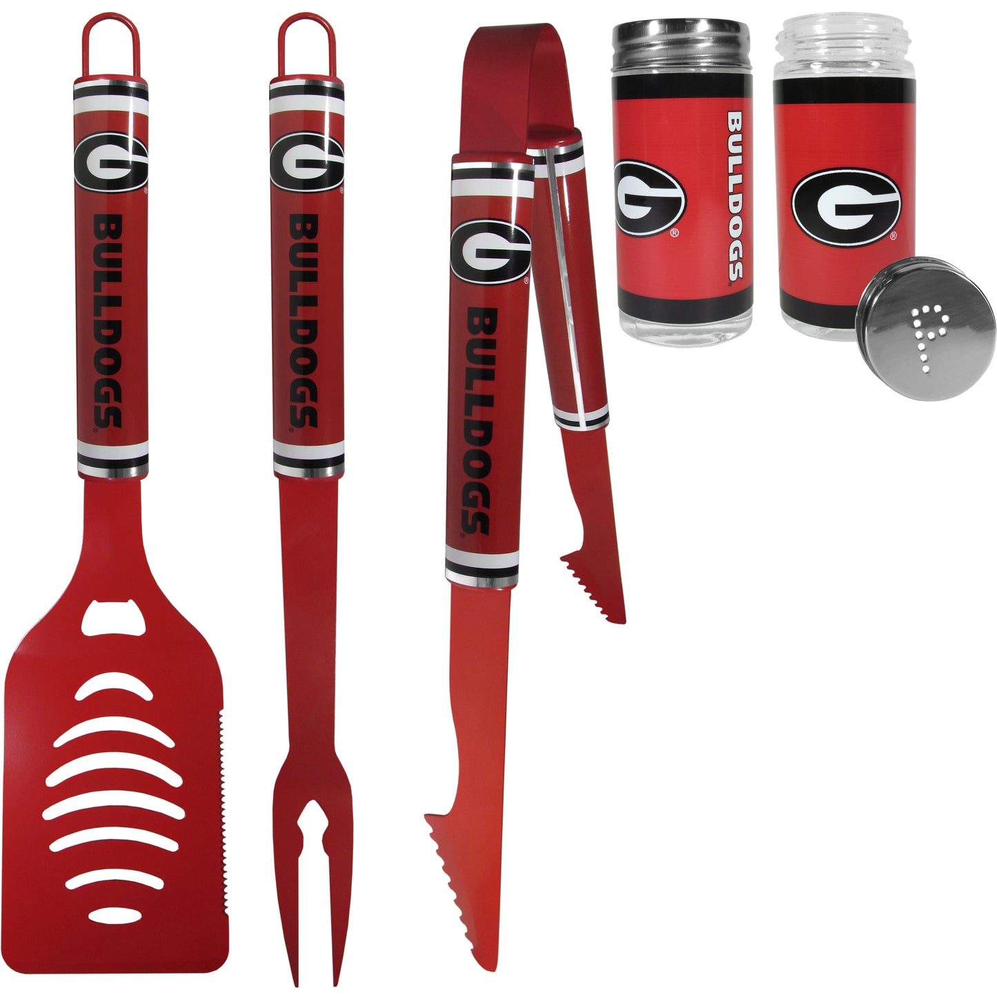 Georgia Bulldogs 3 pc Logo BBQ Tools w/Shakers