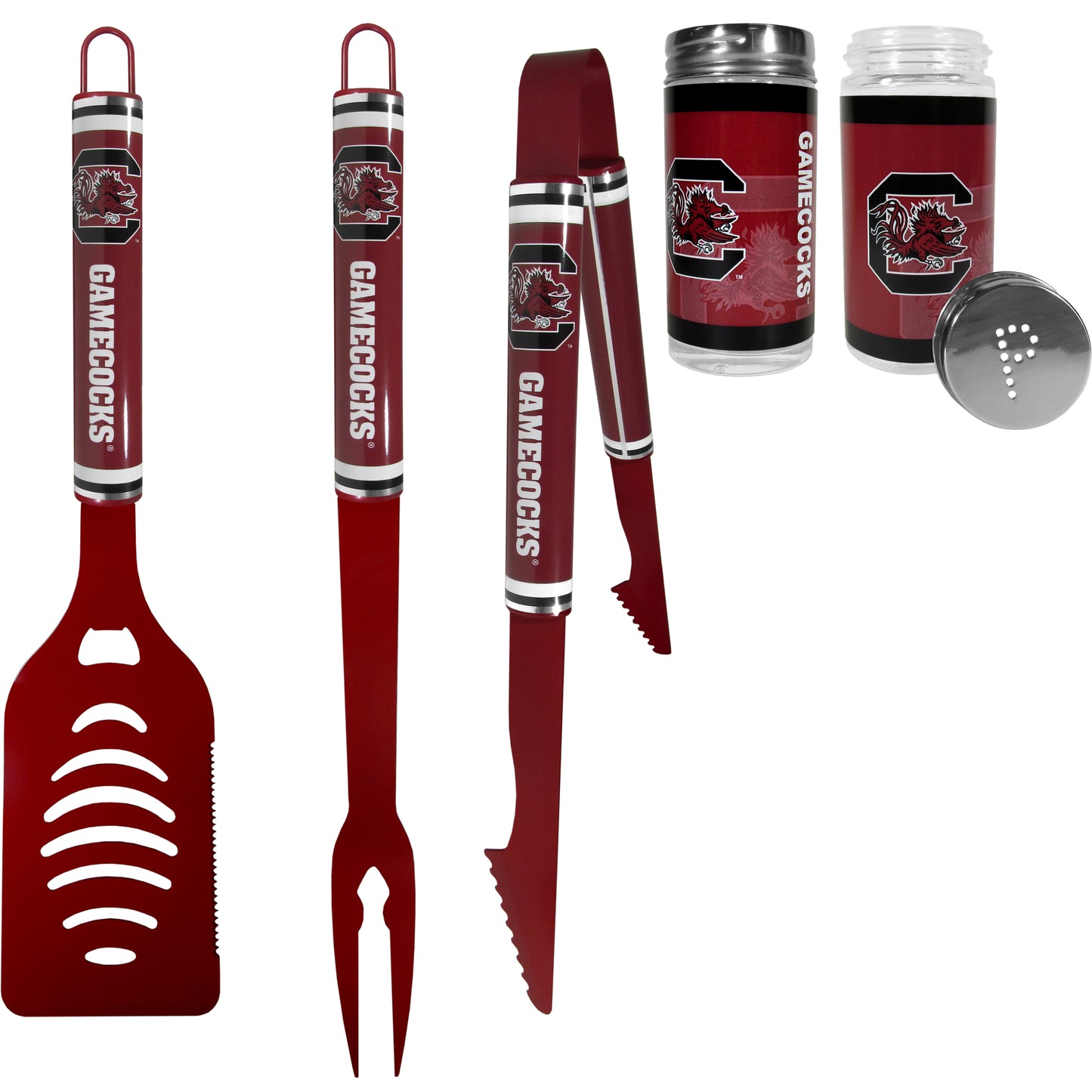 S. Carolina Gamecocks 3 pc Logo BBQ Tools w/Shakers
