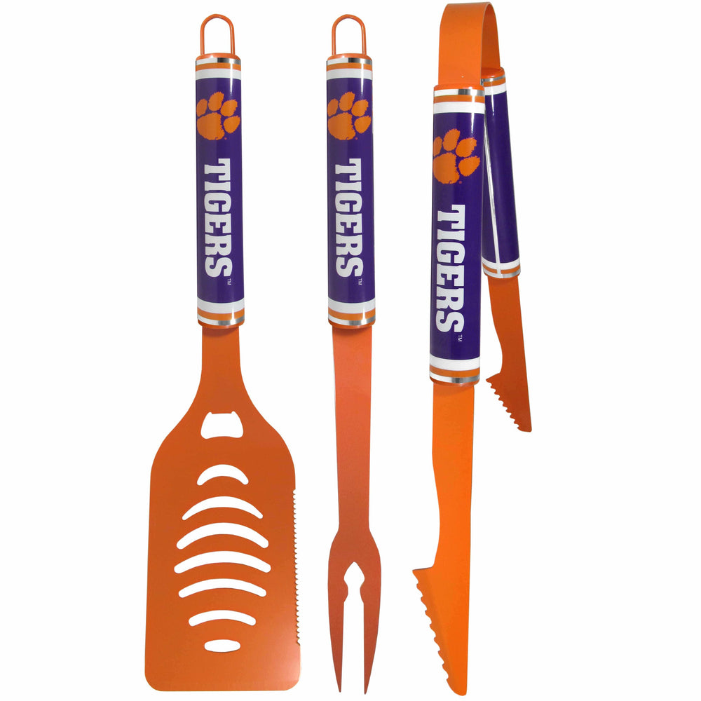 Clemson Tigers 3 pc Color BBQ Tools - Clemson Tigers - Flyclothing LLC