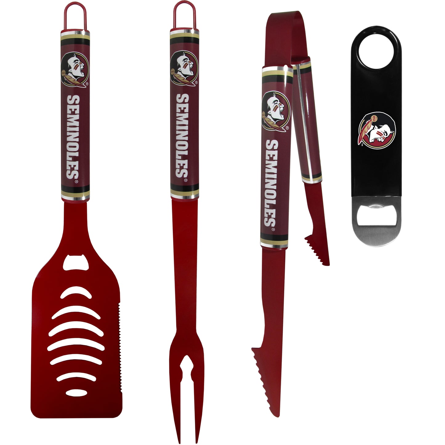 Florida St. Seminoles 3 pc Logo BBQ Tools w/Bottle Opener