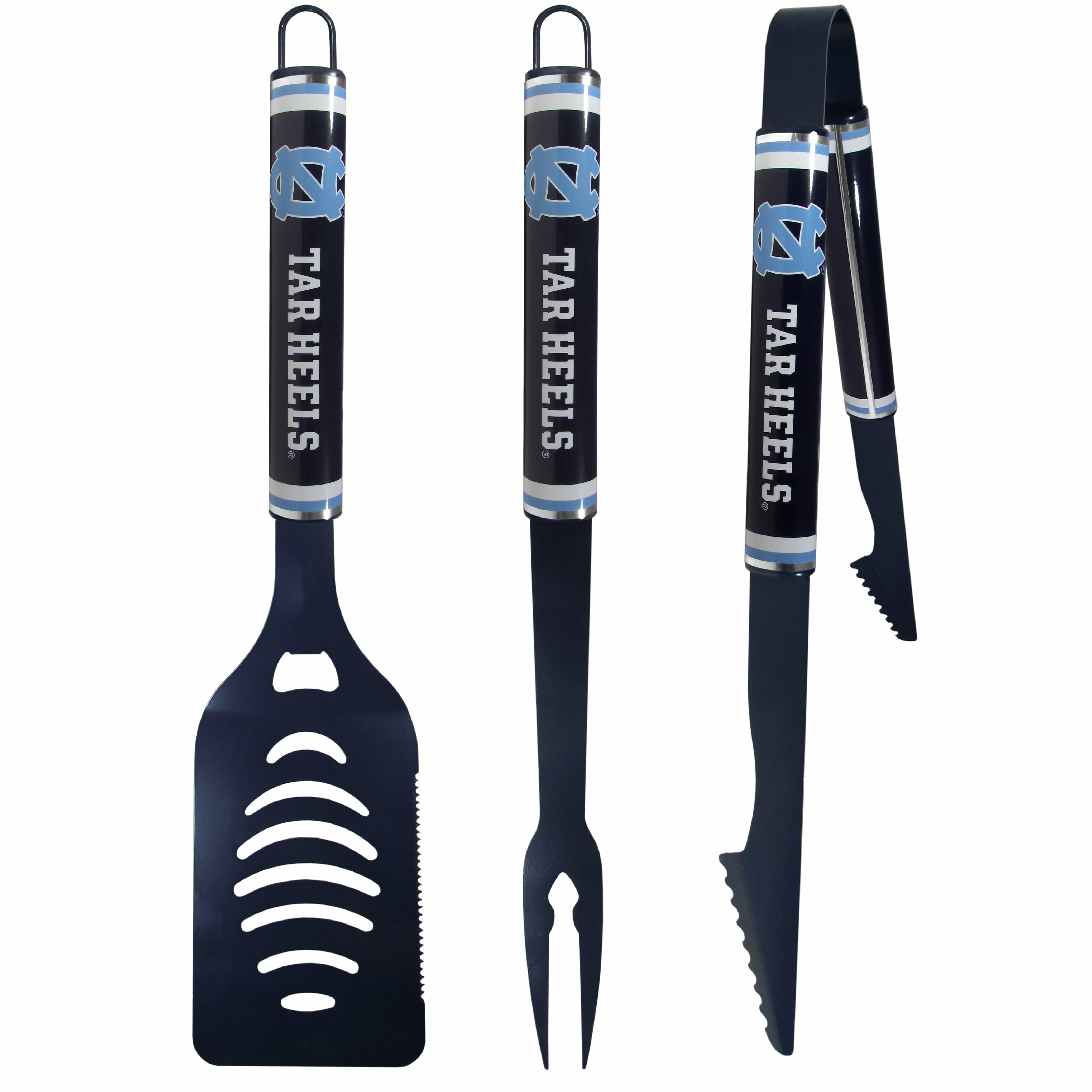 N. Carolina Tar Heels 3 pc Color BBQ Tools - N. Carolina Tar Heels