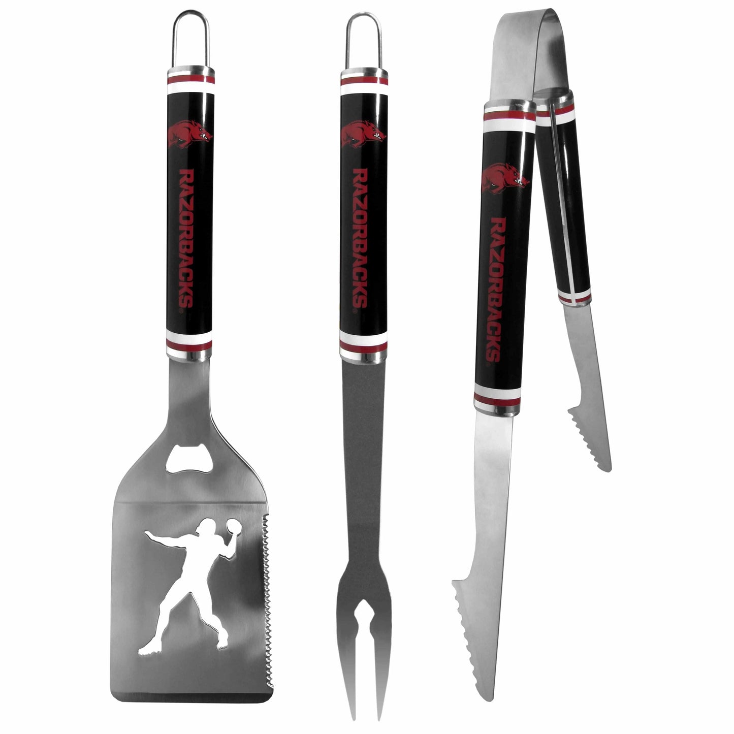 Arkansas Razorbacks 3 pc Steel BBQ Tool Set - Arkansas Razorbacks - Flyclothing LLC