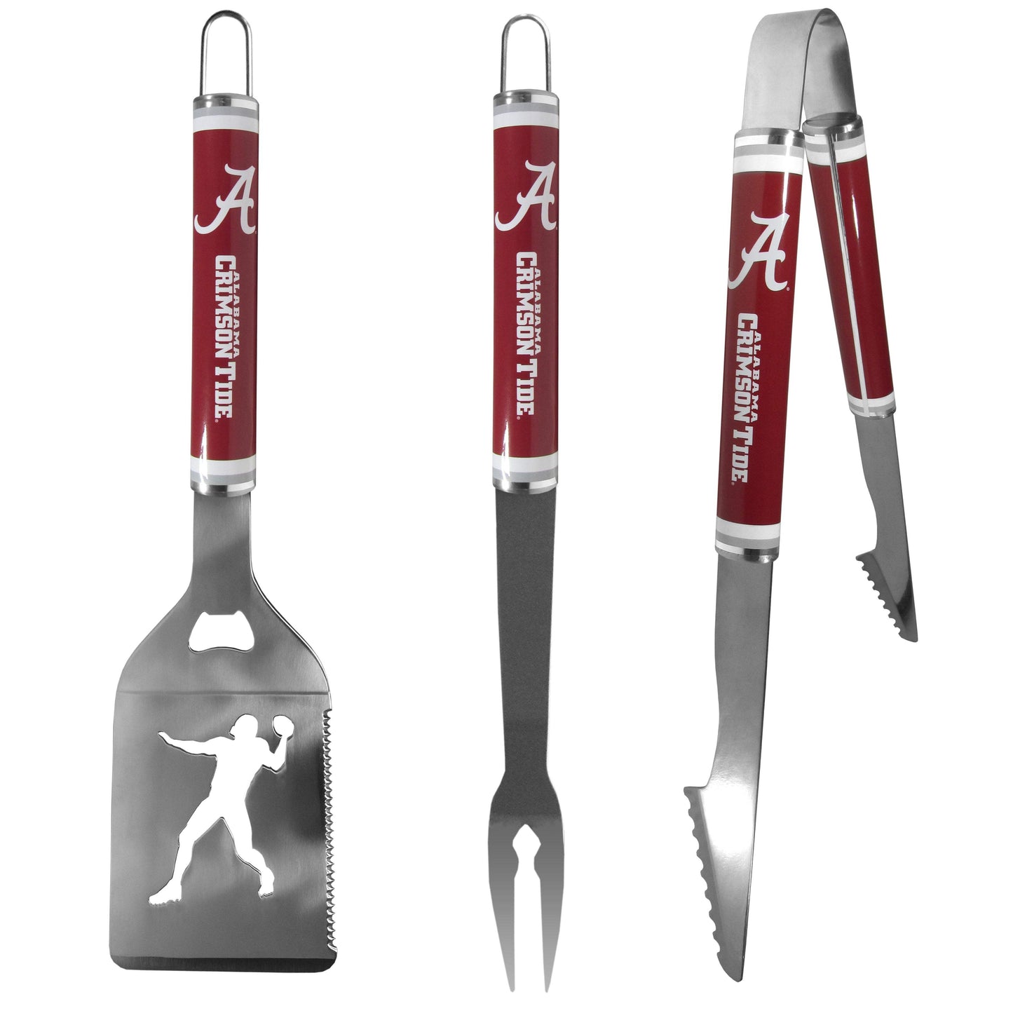 Alabama Crimson Tide 3 pc Steel BBQ Tool Set - Alabama Crimson Tide - Flyclothing LLC