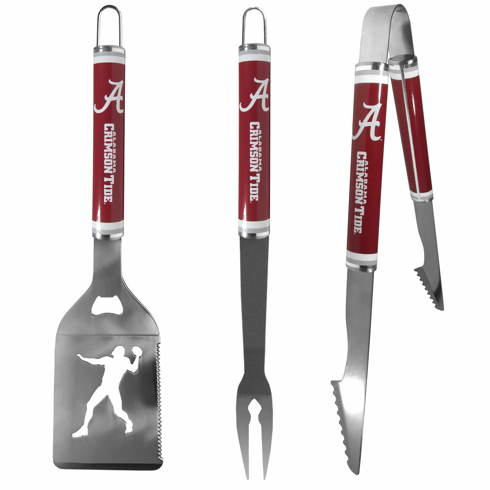 Alabama Crimson Tide 3 pc Steel BBQ Tool Set - Alabama Crimson Tide