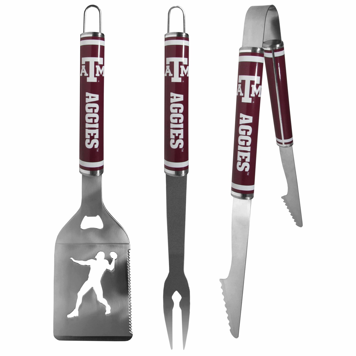 Texas A & M Aggies 3 pc Steel BBQ Tool Set - Texas A&M - Flyclothing LLC