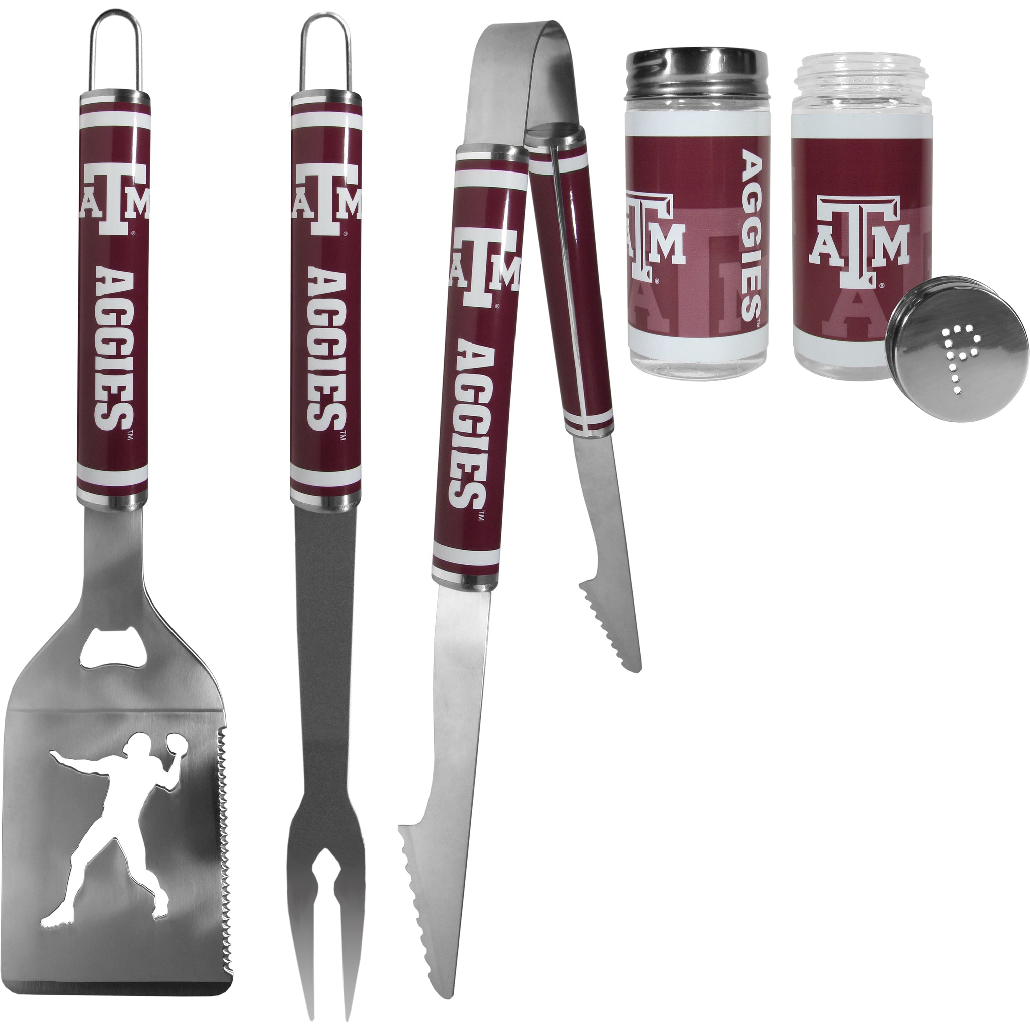 Texas A & M Aggies 3 pc Steel Logo BBQ Tools w/Shakers