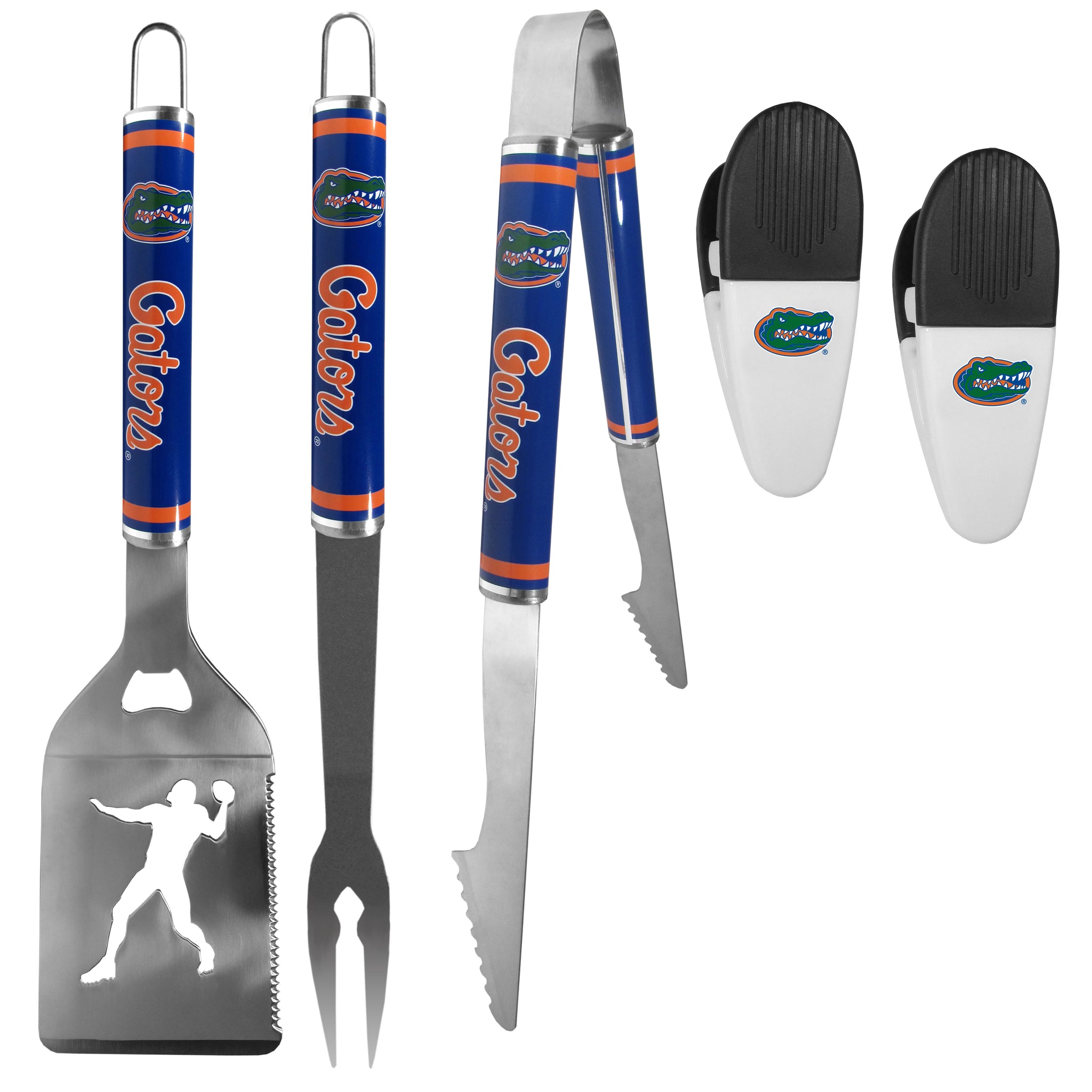 Florida Gators 3 pc Steel Logo BBQ Tools w/Chip Clips
