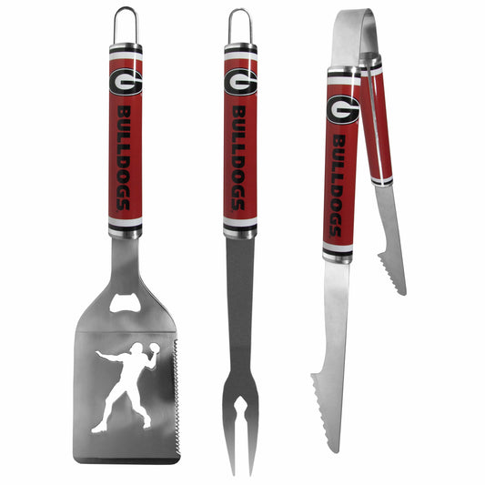 Georgia Bulldogs 3 pc Steel BBQ Tool Set - Georgia Bulldogs