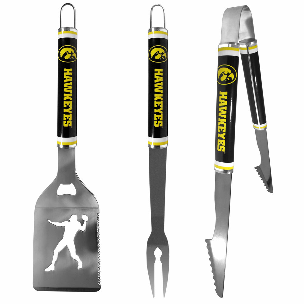Iowa Hawkeyes 3 pc Steel BBQ Tool Set - Iowa Hawkeyes