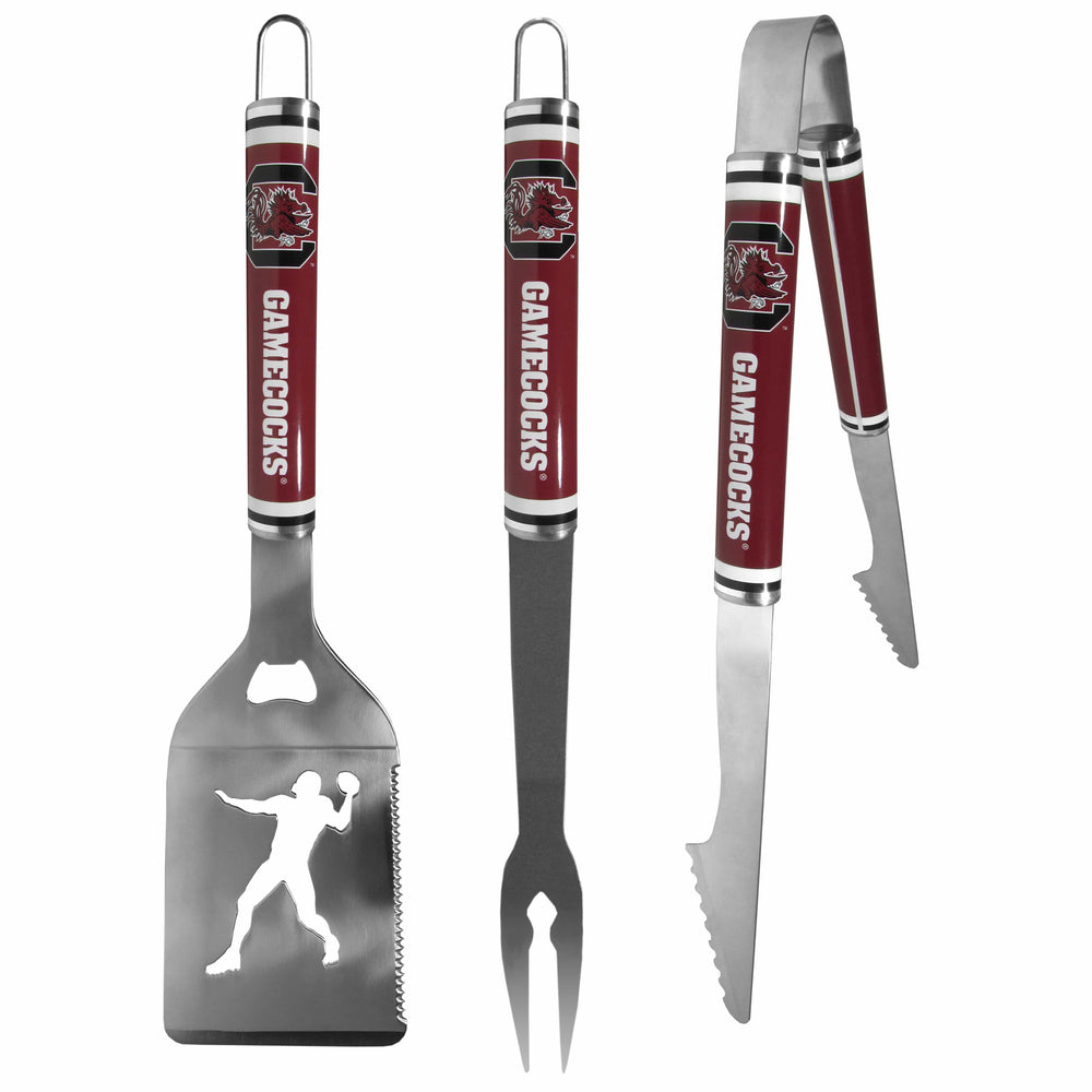 S. Carolina Gamecocks 3 pc Steel BBQ Tool Set - S. Carolina Gamecocks