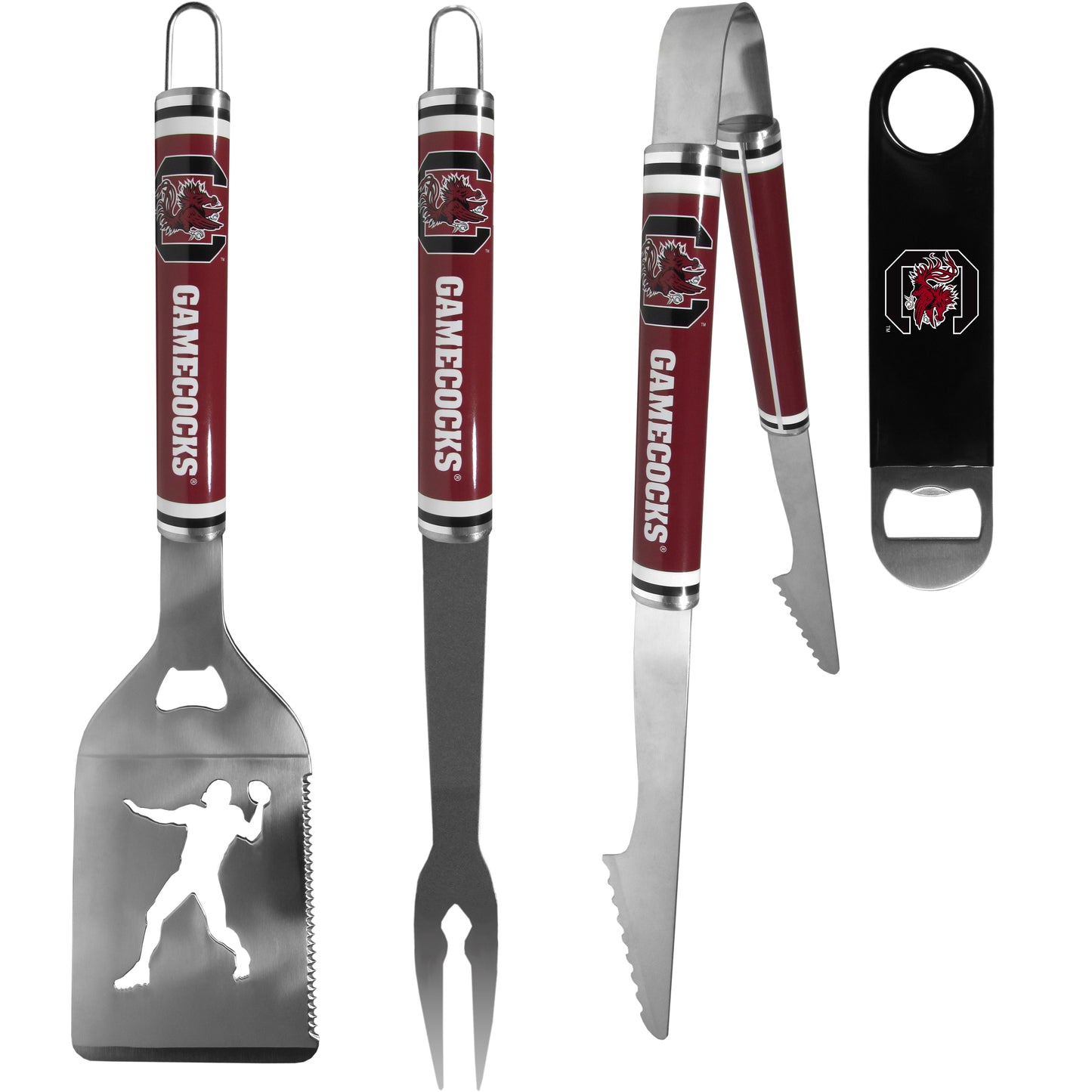 S. Carolina Gamecocks 3 pc Steel Logo BBQ Tools w/Bottle Opener
