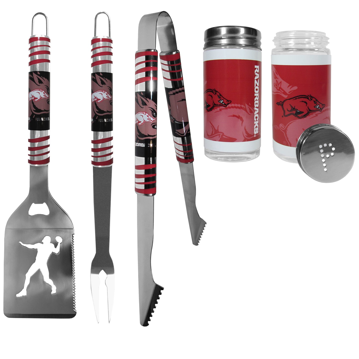Arkansas Razorbacks 3pc Tailgate BBQ Tools w/Shakers