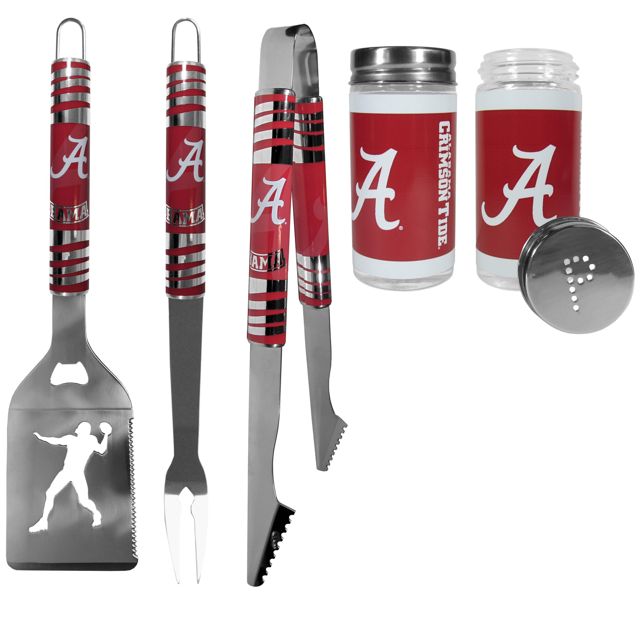 Alabama Crimson Tide 3pc Tailgate BBQ Tools w/Shakers