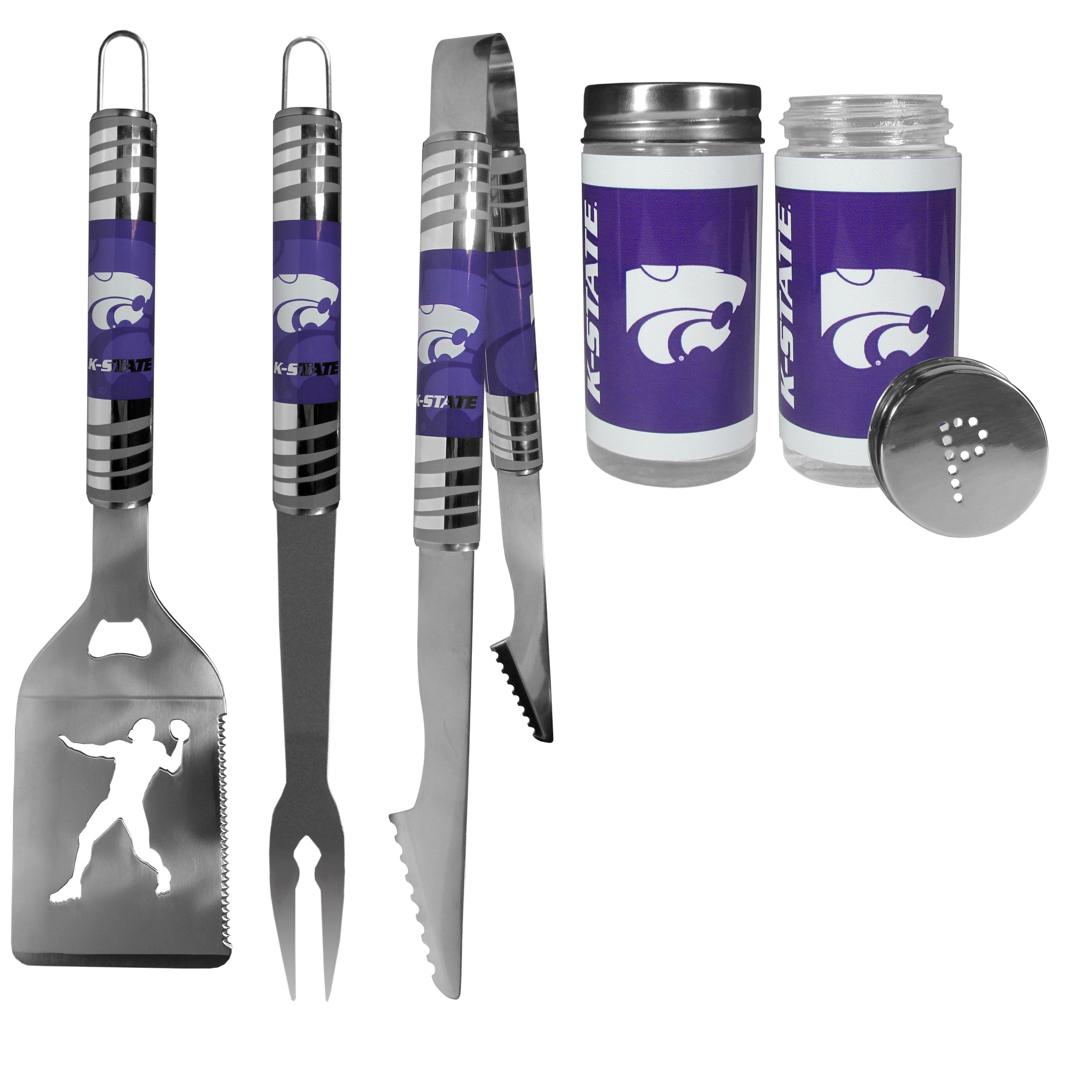 Kansas St. Wildcats 3pc Tailgate BBQ Tools w/Shakers
