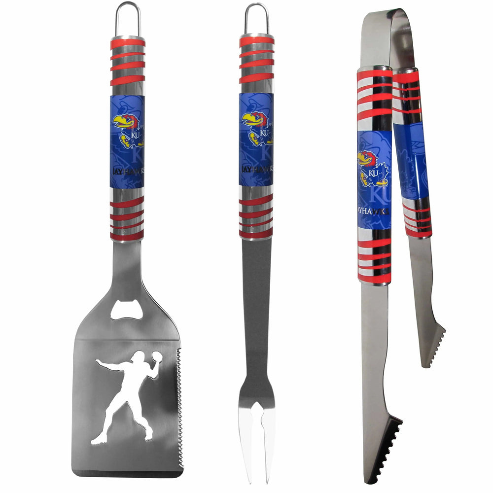 Kansas Jayhawks 3 pc Tailgater BBQ Tools - Kansas Jayhawks
