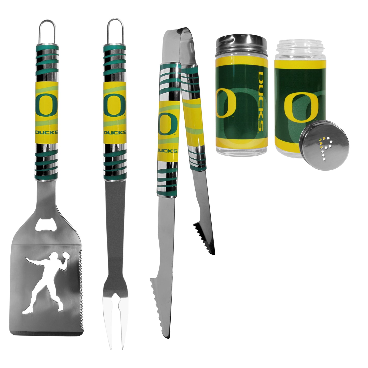 Oregon Ducks 3pc Tailgate BBQ Tools w/Shakers