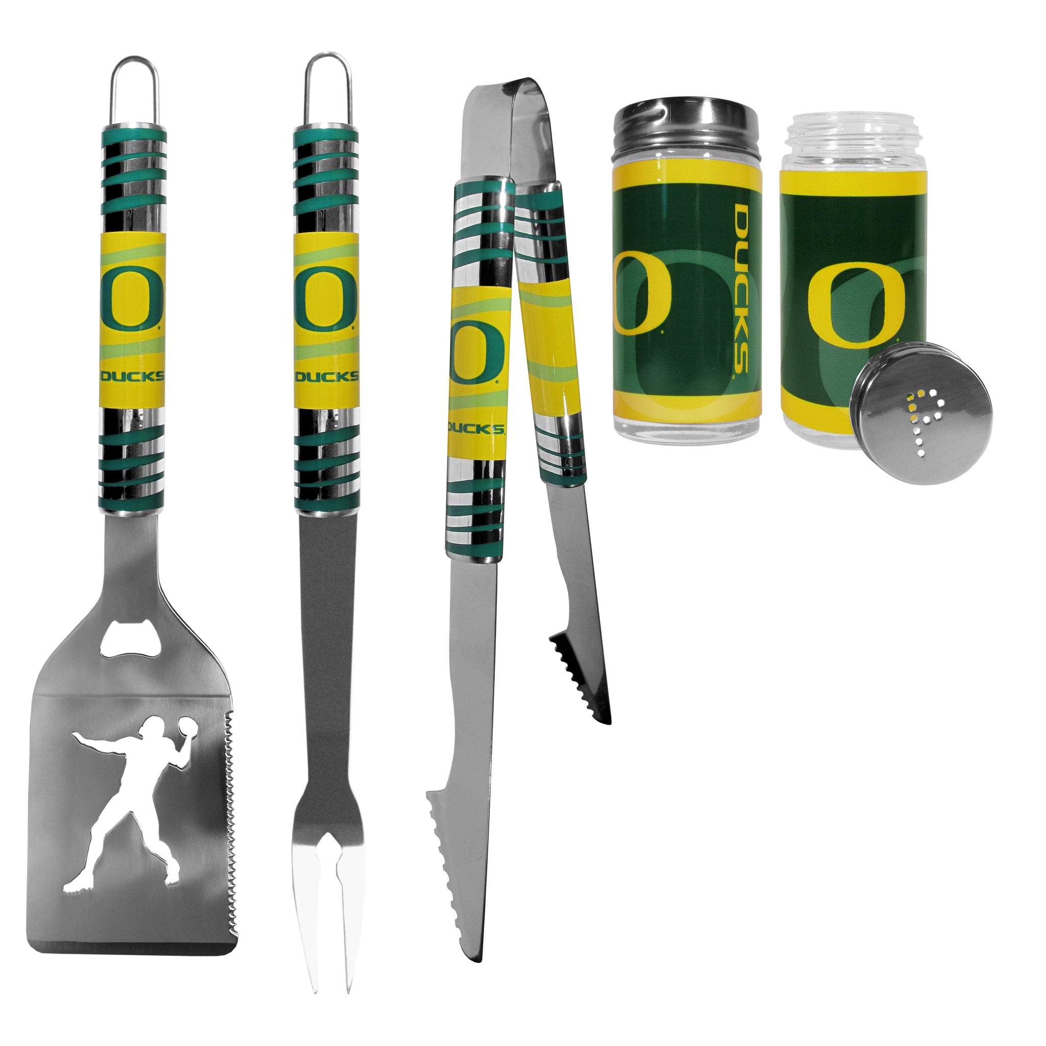Oregon Ducks 3pc Tailgate BBQ Tools w/Shakers