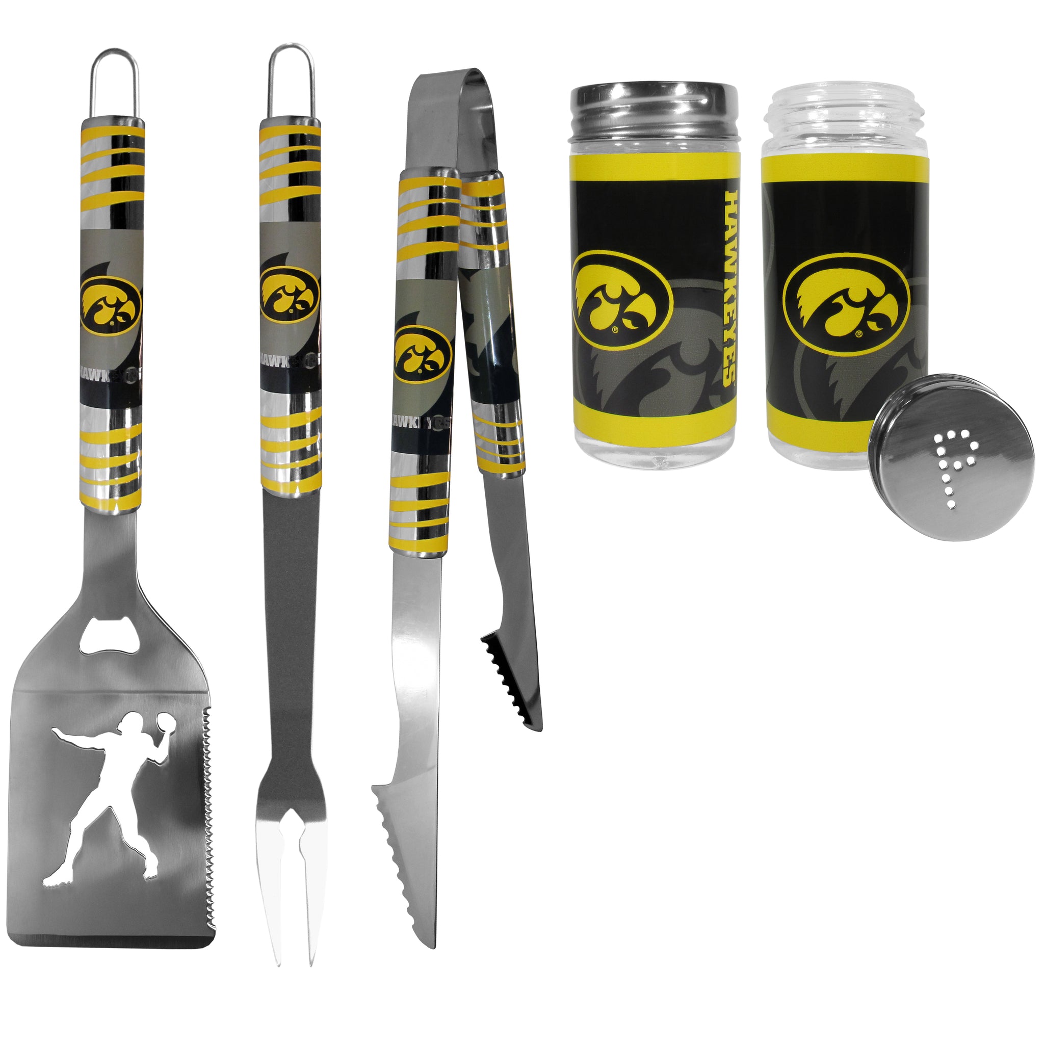 Iowa Hawkeyes 3pc Tailgate BBQ Tools w/Shakers
