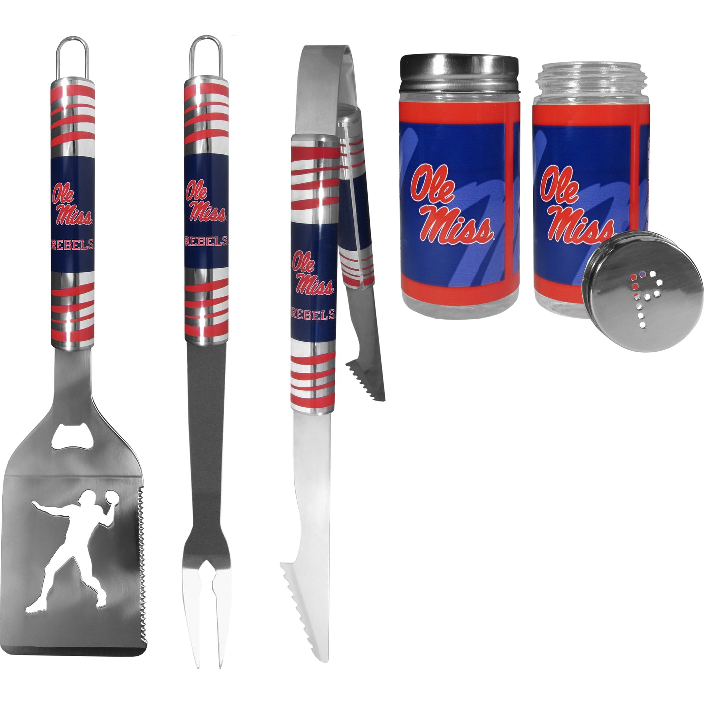 Mississippi Rebels 3pc Tailgate BBQ Tools w/Shakers