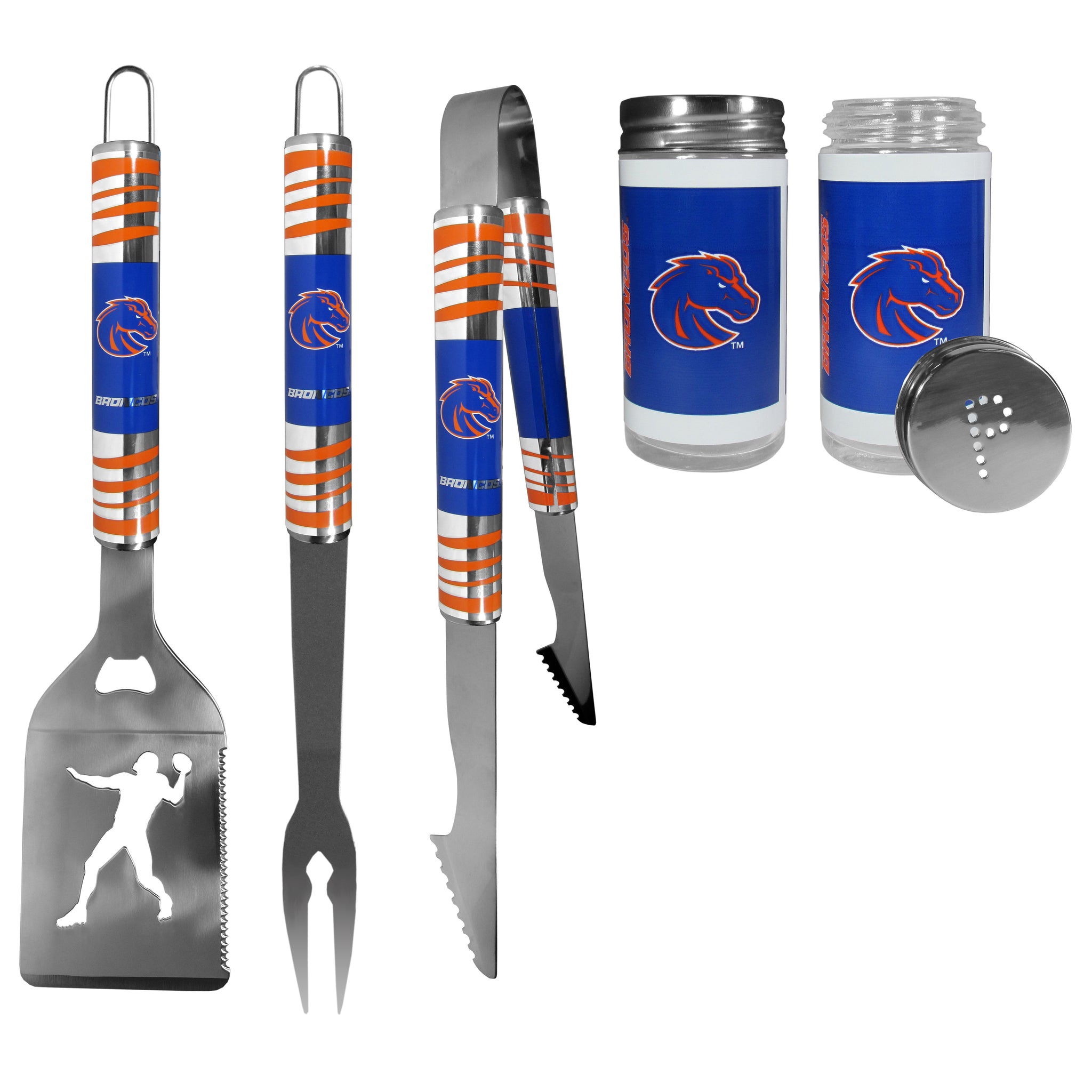 Boise St. Broncos 3pc Tailgate BBQ Tools w/Shakers
