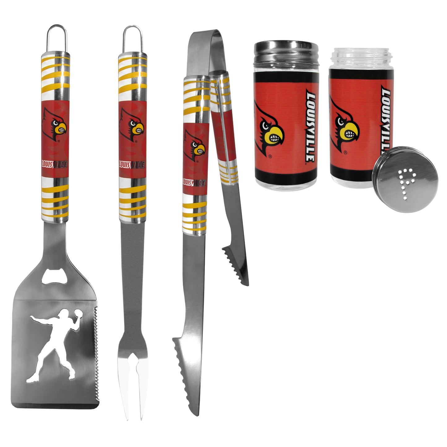 Louisville Cardinals 3pc Tailgate BBQ Tools w/Shakers