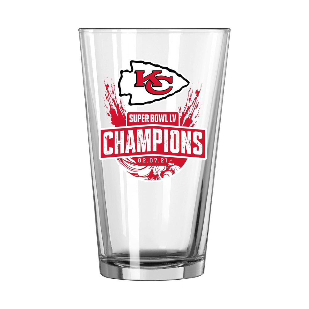Kansas City Chiefs Super Bowl 55 Logo 16oz Pint Glass - Logo Brands - Flyclothing LLC