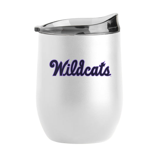 KSU Wildcats 16oz Throwback Logo White Powder Coat Curved Beverage
