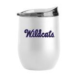 KSU Wildcats 16oz Throwback Logo White Powder Coat Curved Beverage
