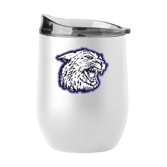 KSU Wildcats 16oz Throwback Logo White Powder Coat Curved Beverage