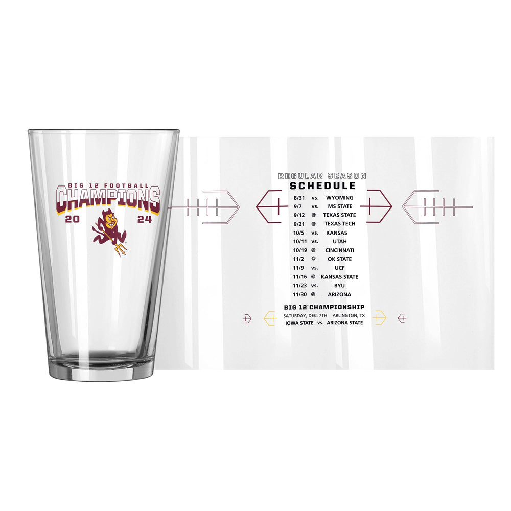 Arizona State 2024 BIG12 Champions 16oz Schedule Pint Glass - Logo Brands - Flyclothing LLC