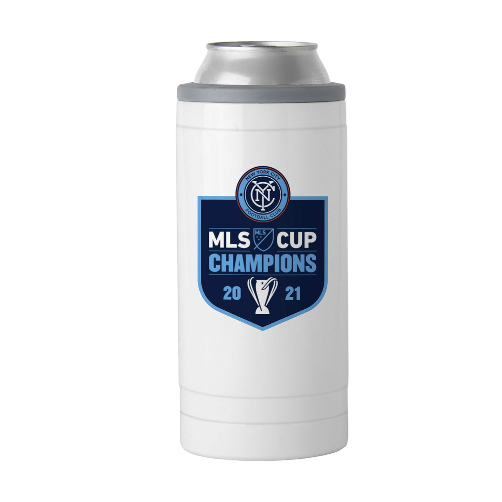 New York FC 12oz 2021 MLS Champions Slim Can Coolie - Logo Brands - Flyclothing LLC