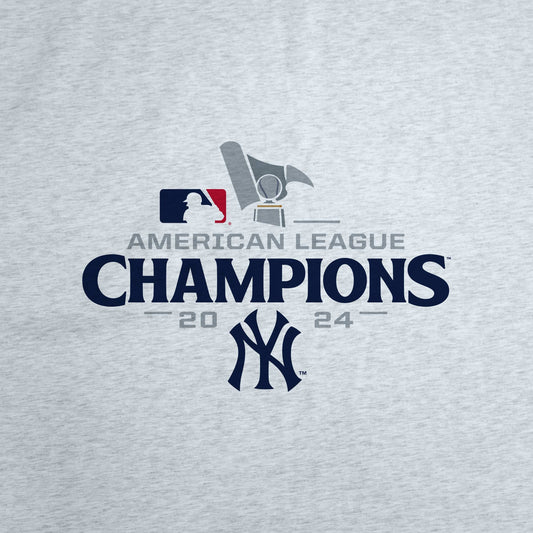 NY Yankees 2024 American League Champs Athletic Gray Sublimated Sweatshirt Blanket - Logo Brands - Flyclothing LLC