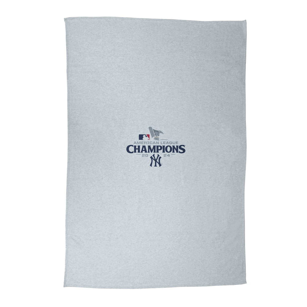 NY Yankees 2024 American League Champs Athletic Gray Sublimated Sweatshirt Blanket - Logo Brands - Flyclothing LLC