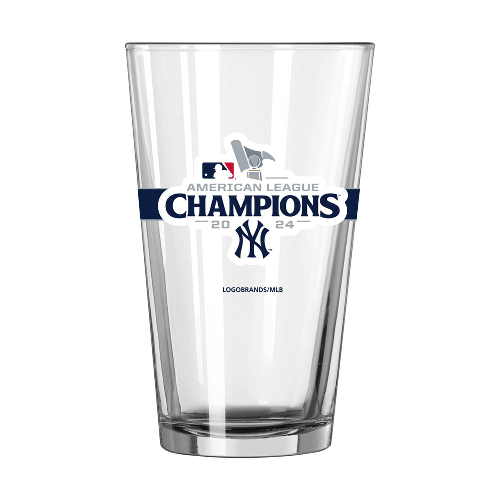 NY Yankees 2024 American League Champs 16oz Pint Glass - Logo Brands - Flyclothing LLC